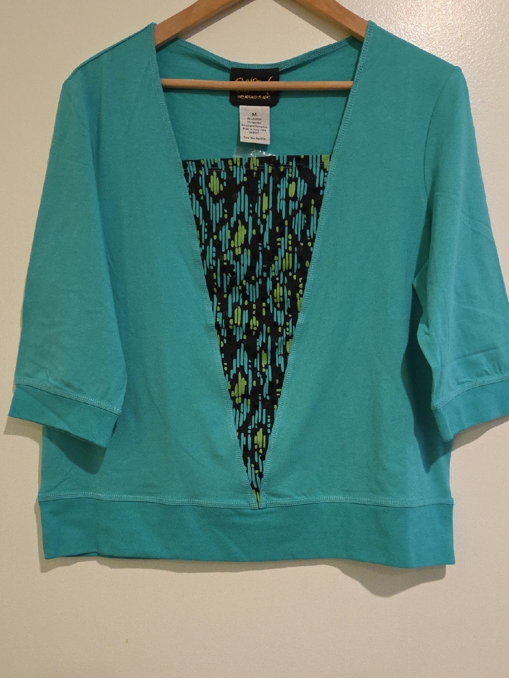 NWT BobMackie Turquoise V-Neck Layered Front Top